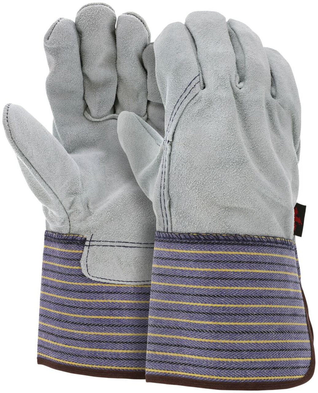 MCR Leather Palm Work Gloves - Select B+ Grade Split Shoulder Leather - 4.5 Inch Plasticized Gauntlet Cuff - Full Leather Back - Box of 12