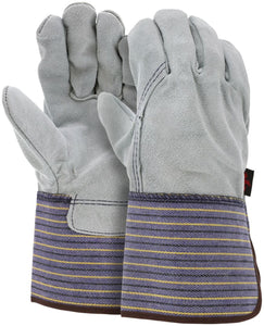 MCR Leather Palm Work Gloves - Select B+ Grade Split Shoulder Leather - 4.5 Inch Plasticized Gauntlet Cuff - Full Leather Back - Box of 12