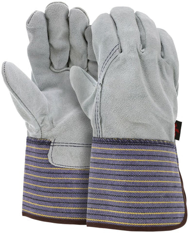 MCR Leather Palm Work Gloves - Select B+ Grade Split Shoulder Leather - 4.5 Inch Plasticized Gauntlet Cuff - Full Leather Back - Box of 12