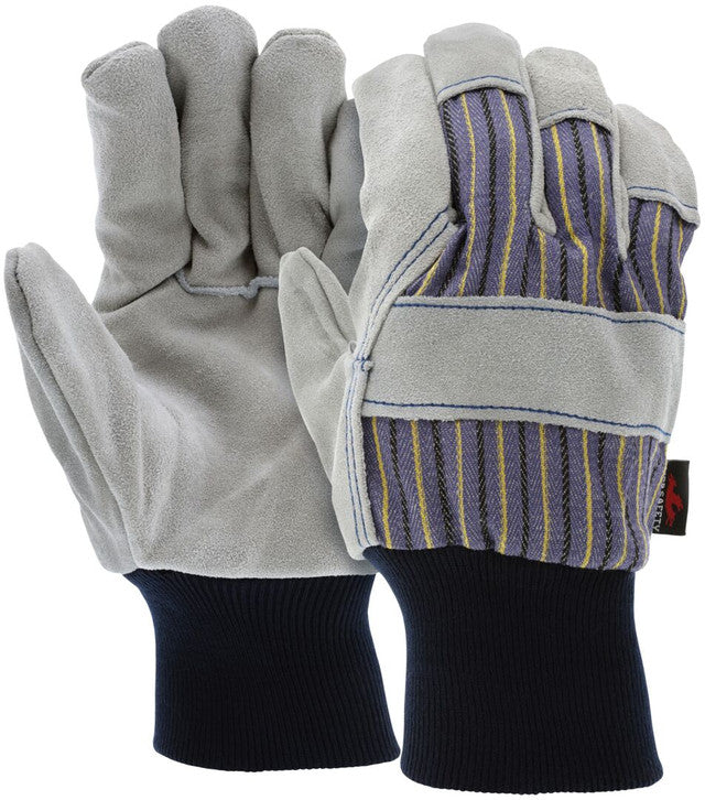 MCR Leather Palm Work Gloves - Select B+ Grade Split Shoulder Leather - Knit Wrist - Box of 12