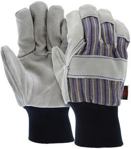 MCR Leather Palm Work Gloves - Select B+ Grade Split Shoulder Leather - Knit Wrist - Box of 12