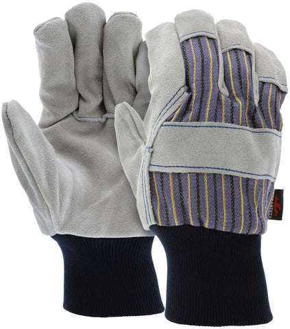 MCR Leather Palm Work Gloves - Select B+ Grade Split Shoulder Leather - Knit Wrist - Box of 12