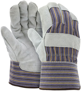 MCR Leather Palm Work Gloves - Select B+ Grade Split Shoulder Leather - 2.5 Inch Plasticized Cuff - Foam Insulated Full Sock Lining - Large -Box of 12 - Part# 1450L