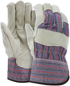 MCR Grain Pigskin Leather Palm Work Gloves - 2.5 Inch Starched Safety Cuff - Wing Thumb - Large - Box of 12 - Part# 1960L