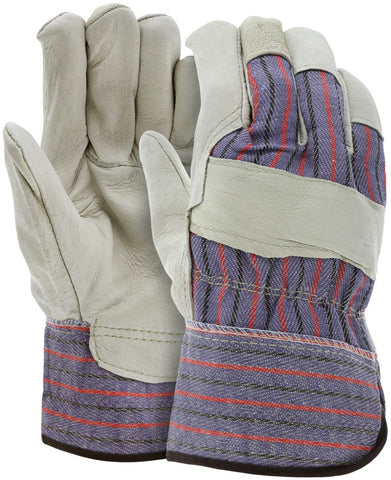 MCR Grain Pigskin Leather Palm Work Gloves - 2.5 Inch Starched Safety Cuff - Wing Thumb - Large - Box of 12 - Part# 1960L
