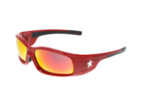 MCR Swagger® SR1 Series Safety Glasses - Fire Mirror Lens - Red Frame - Duramass Hard Coating - Box of 12 - Part# SR13R