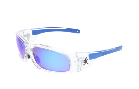MCR Swagger® SR1 Series Safety Glasses - Blue Diamond Mirror Lens - Clear Frame - Duramass Hard Coating - Box of 12 - Part# SR148B