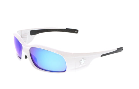 MCR Swagger® SR1 Series Safety Glasses - Blue Diamond Mirror Lens - White Frame - Duramass Hard Coating - Box of 12 - Part# SR128B