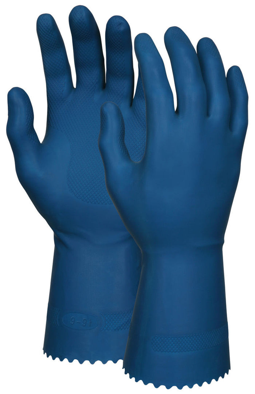 MCR Long Blue Canners Latex Gloves -18 mil Thickness - 12 Inches Long - Unlined - Industry Standard Grade - Box of 12