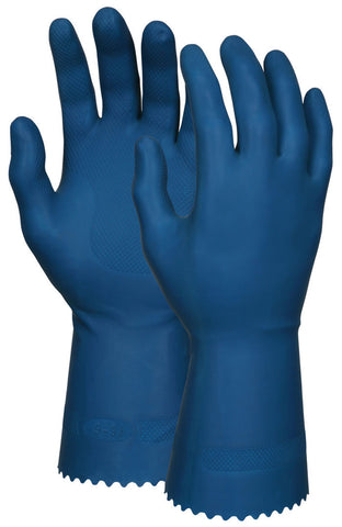 MCR Long Blue Canners Latex Gloves -18 mil Thickness - 12 Inches Long - Unlined - Industry Standard Grade - Box of 12