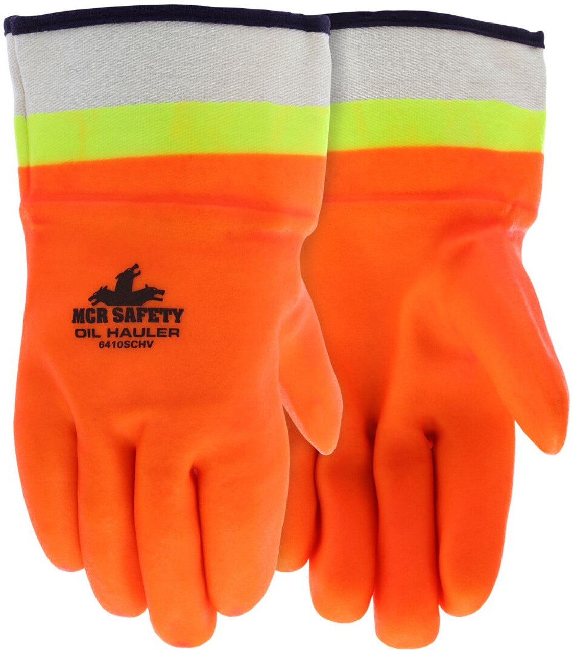 MCR Safety Oil Hauler - Double Dipped PVC Work Gloves - Hi-Visibility Orange PVC over Lime PVC - Soft Jersey Lining - Protective Safety Cuff - Premium High-Visibility Double Dipped PVC Promotes Visibility and Safety - Box of 12