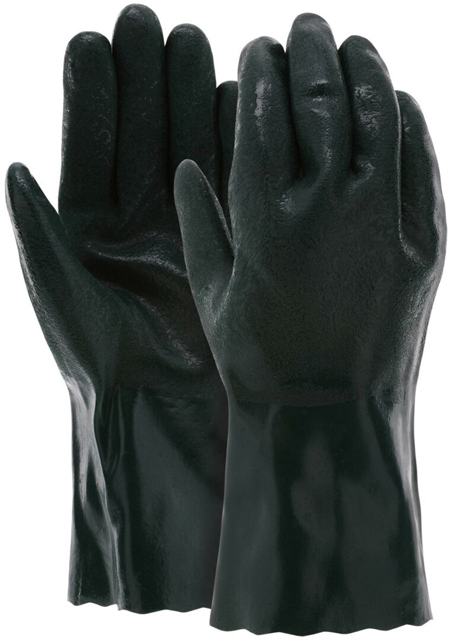 MCR PVC Coated Work Gloves - Double Dipped with Sandy Green PVC - Soft Jersey Lining - 12 Inch Length - Box of 12