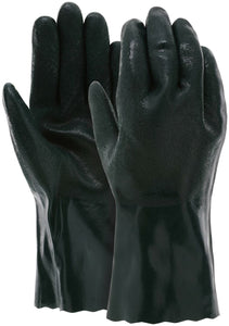 MCR PVC Coated Work Gloves - Double Dipped with Sandy Green PVC - Soft Jersey Lining - 12 Inch Length - Box of 12