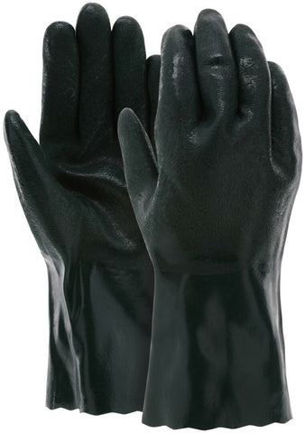 MCR PVC Coated Work Gloves - Double Dipped with Sandy Green PVC - Soft Jersey Lining - 12 Inch Length - Box of 12