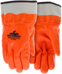 MCR PVC Coated Insulated Work Gloves - Double Dipped Hi-Vis Orange - Sandy Finish and Foam Lined - Protective Safety Cuff - Fluorescent Orange PVC adds Hi-vis Protection - Box of 12