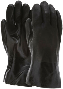 MCR PVC Coated Work Gloves - Double Dipped with Sandy Black PVC - Soft Interlock Lining - Box of 12