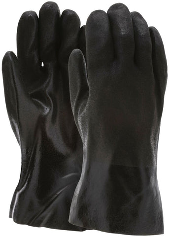 MCR PVC Coated Work Gloves - Double Dipped with Sandy Black PVC - Soft Interlock Lining - Box of 12