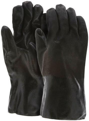 MCR PVC Coated Work Gloves - Double Dipped with Sandy Black PVC - Soft Jersey Lining - 12 Inch Length - Box of 12