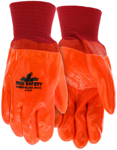 MCR PVC Coated Insulated Work Gloves - Single Dipped Hi-Vis Orange Smooth PVC - Foam Lined - Comfortable Knit Wrist - Orange PVC Adds More Hi-vis Protection - Box of 12