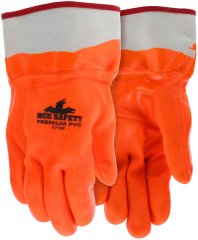 MCR PVC Coated Insulated Work Gloves - Double Dipped - Hi-Vis Orange PVC - Sandy Textured with Foam Lining - Protective Safety Cuff - Fluorescent Orange PVC adds Hi-vis Protection - Box of 12