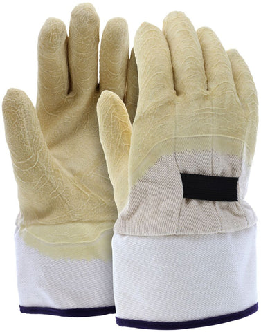 MCR Rubber Coated Canvas Work Gloves - Crinkle Texture Finish - Rubberized Safety Cuff - Industrial Grade Gloves - Latex Rubber Coating Provides Exceptional Grip - Box of 12