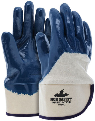 MCR Predator® Series - Over-the-Knuckle Nitrile Coated Work Gloves - Safety Cuff - Jersey Lining - Box of 12