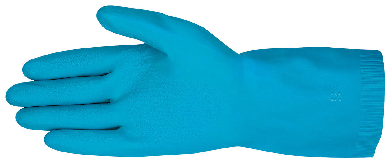 MCR Long Light Blue Latex Canners Gloves - 18 mil Thickness - 12 Inches Long - Unlined - Industry Standard Grade - Box of 12
