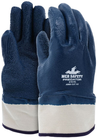 MCR Predator® Series - Fully Coated - Rough Textured Nitrile Work Gloves - Safety Cuff and Jersey Lining - Box of 12