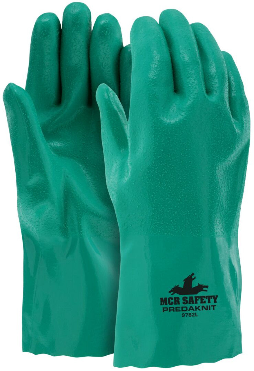 MCR Predaknit® Nitrile Coated Work Gloves - Full Rough Nitrile Coating - Soft Interlock Lining - 12 Inch Gauntlet Cuff - Box of 12