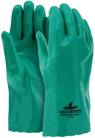 MCR Predaknit® Nitrile Coated Work Gloves - Full Rough Nitrile Coating - Soft Interlock Lining - 12 Inch Gauntlet Cuff - Box of 12
