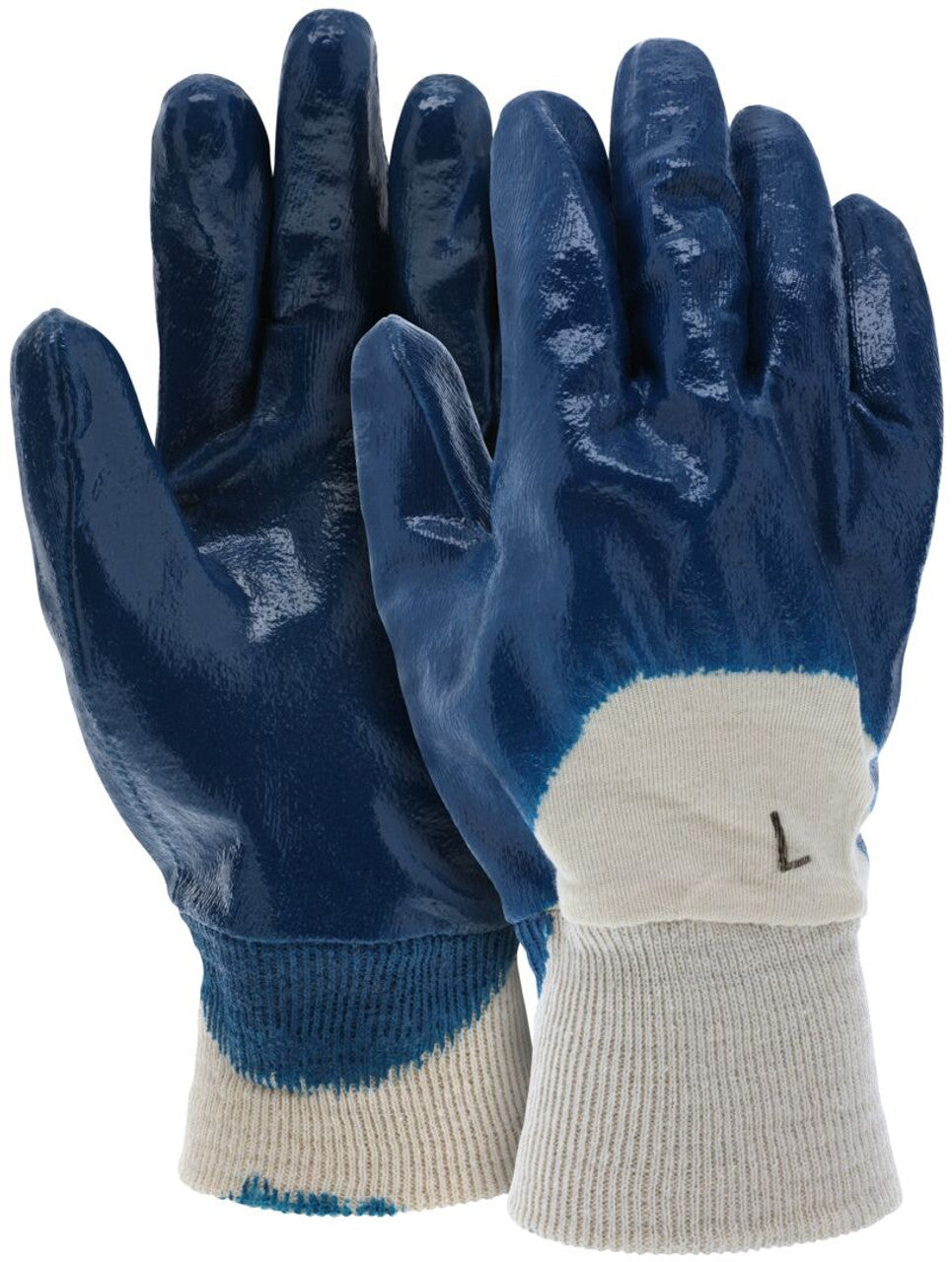 MCR Nitrile Coated Work Gloves - Palm and Over the Knuckle Coated - Knit Wrist - Soft Interlock Lining - Industry Standard - Box of 12