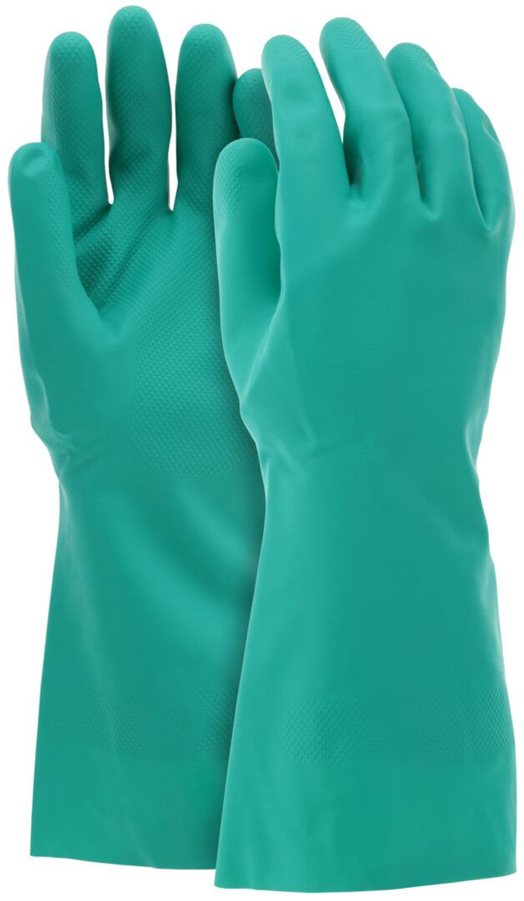 MCR Nitri-Chem™ Flock Lined Green Nitrile Gloves - Industrial Grade 13 Inches in Length - 15 mil Thickness - Box of 12