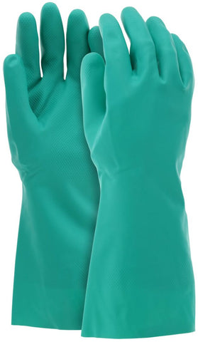 MCR Nitri-Chem™ Flock Lined Green Nitrile Gloves - Industrial Grade 13 Inches in Length - 15 mil Thickness - Box of 12