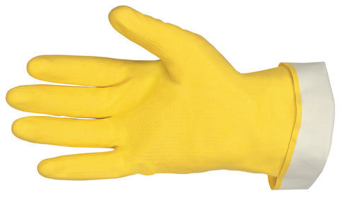 MCR Long Flock Lined Latex Rubber Gloves - 18 mil Thickness - 12 Inch Length - Industry Standard Grade - Box of 12