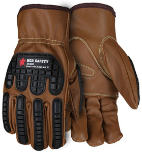 MCR Leather Drivers Work Gloves - Select Goatskin Leather - TPR Back of Hand Protection - Oil Block Technology - Keystone Thumb - Box of 12
