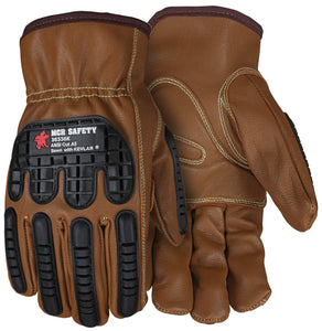 MCR Leather Drivers Work Gloves - Select Goatskin Leather with Oil Block Technology - Kevlar® Aramid Lined - TPR Back of Hand Protection - Keystone Thumb - Box of 12