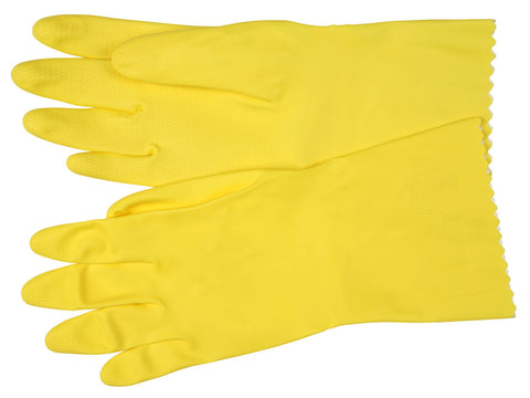 MCR Long Flock Lined Latex Rubber Gloves - 18 mil Thickness - 12 Inch Length - Industry Standard Grade - Box of 12