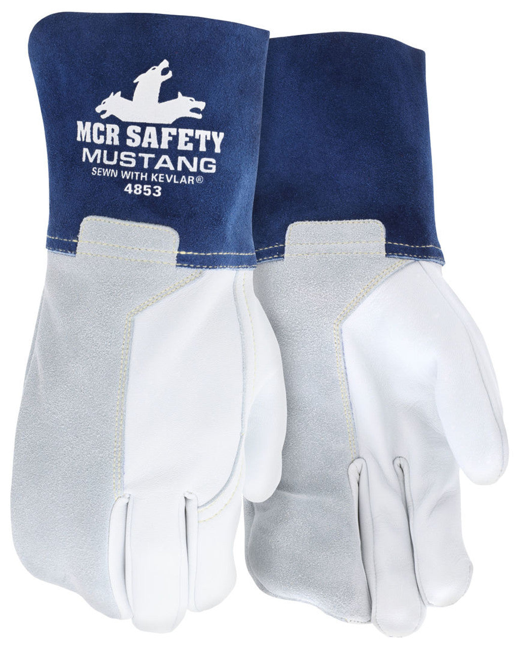 MCR Safety Mustang® - Leather Welding Work Gloves - Premium Top Grain Goatskin Leather - 4 Inch Split Cowskin Leather Cuff - Box of 12