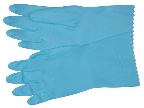 MCR Long Flock Lined Latex Rubber Gloves - 18 mil Thickness - 12 Inch Length - Industry Standard Grade - Box of 12