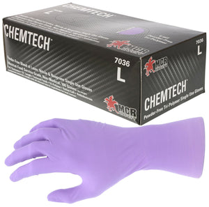 MCR 6 mil (7.4 g) ChemTech™ Powder Free Disposable Gloves - Nitrile, Neoprene and Latex - Industrial Food Service Grade - Textured Grip - 12 Inches - Lilac - Box of 100