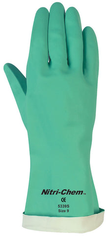 MCR Nitri-Chem™ Flock Lined Green Nitrile Gloves - Industrial Grade - 13 Inches in Length - 18 mil Thick - Box of 12
