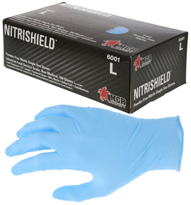 MCR NitriShield™ Gloves - 4 mil (5.5g) Powder Free Disposable Nitrile - Industrial Food Service Grade - Textured Finish - 9.5 Inches Long - Blue - Box of 100