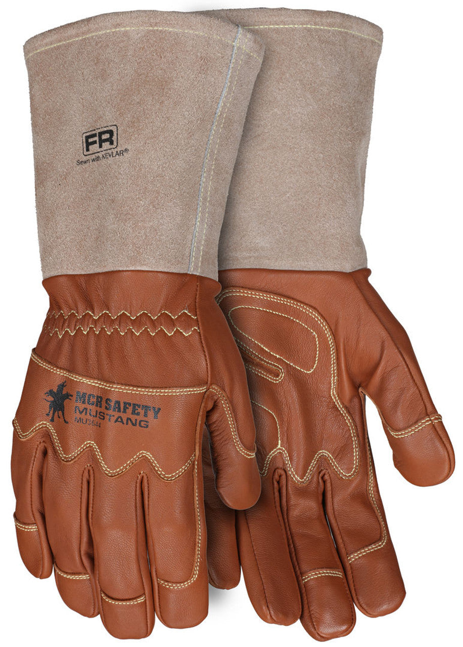 MCR Mustang Utility Leather Work Gloves - Premium A Grade Grain Goatskin - Double Palm