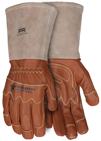 MCR Mustang Utility Leather Work Gloves - Premium A Grade Grain Goatskin - Double Palm