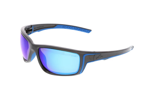 MCR Swagger® SR4 Series Safety Glasses - Blue Diamond Mirror Lens - Gun Metal Frame - Duramass Hard Coating - Box of 12 - Part# SR438B