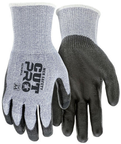 MCR Safety CutPro® - 13 Gauge HyperMax® HPPE Shell - Cut, Abrasion, and Puncture Resistant - Polyurethane (PU) Coated Palm and Fingertips - Box of 12