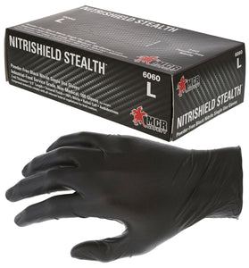 MCR NitriShield™ Gloves - 3 mil (4.62 g) Powder Free Disposable Nitrile - Industrial Food Service Grade - Textured Finish - 9.5 Inches - Black - Box of 100