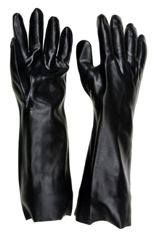 MCR Extra Long PVC Coated Work Gloves - Single Dipped with Smooth Black PVC - Soft Interlock Lining - 18 Inch Length - Box of 12