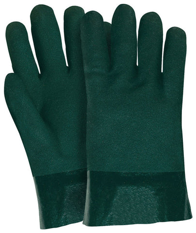 MCR PVC Coated Work Gloves - Double Dipped with Sandy Green PVC - Soft Jersey Lining - 10 Inch Length - Box of 12
