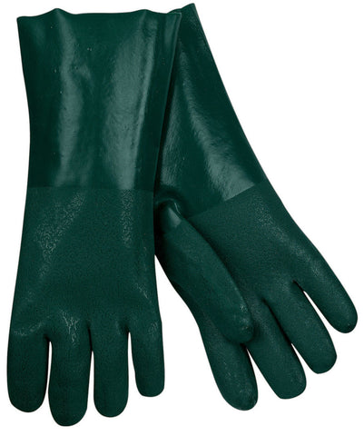 MCR PVC Coated Work Gloves - Double Dipped with Sandy Green PVC - Soft Jersey Lining - 14 Inch Length - Box of 12